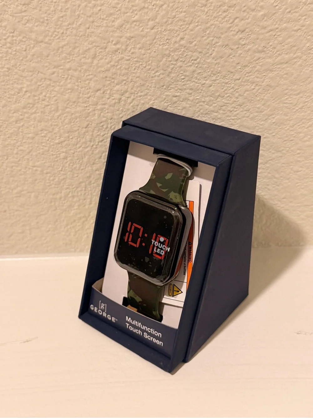 George LED Touch Watch with Green Camouflage Silicone Strap